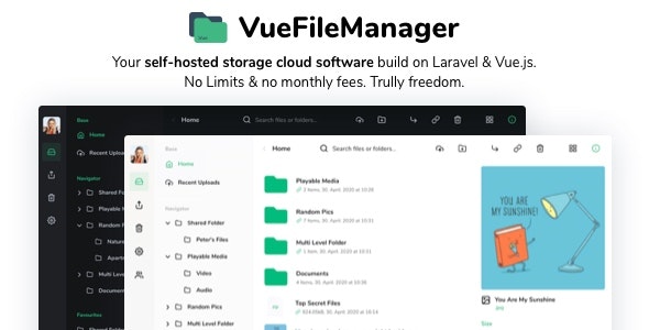 Vue File Manager with Laravel Nulled v1.6.3 - Your Private Cloud