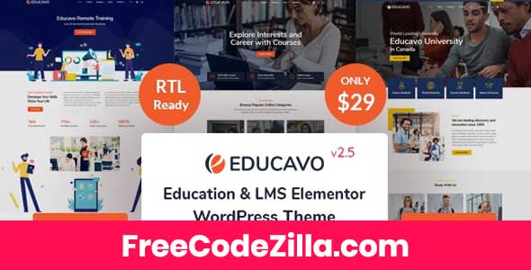 Educavo – Online Courses & Education WordPress Theme Free Download