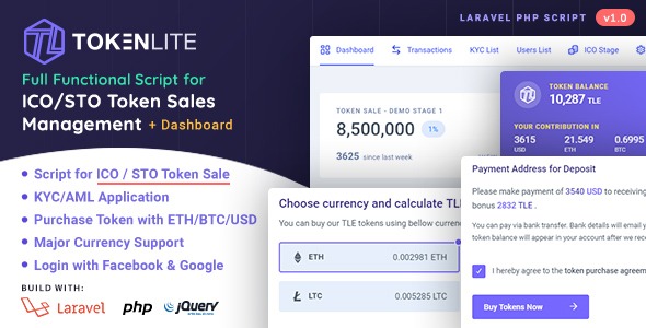TokenLite v1.5.1 Nulled – ICO / STO Token Sale Management Dashboard – ICO Admin Script Free Download