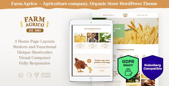 Farm Agrico Agricultural Business Organic Food WordPress Theme Nulled