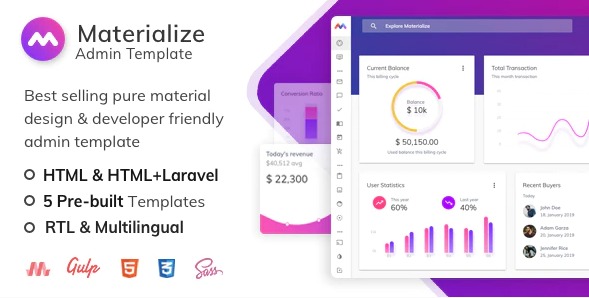 Materialize V9 1 Nulled HTML Laravel Material Design Admin Template Materialize V9 1 Nulled HTML Laravel Material Design Admin Template