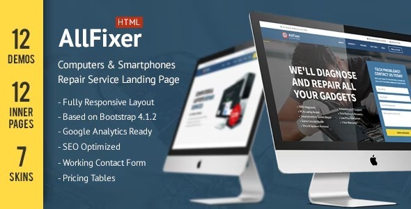 AllFixer v1.2 Nulled – Computers & Smarphones Repair Service Landing Pages Pack Free Download