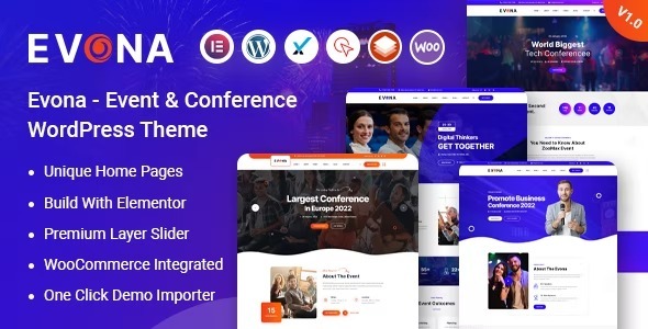 Evona v1.1 Nulled – Event & Conference WordPress Theme Free Download