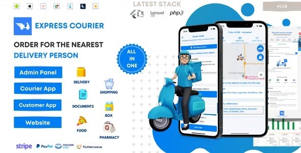 Express Courier Company and Delivery Man with Customer and Courier App, Website, and Admin Panel Nulled v1.2.2 Free Download