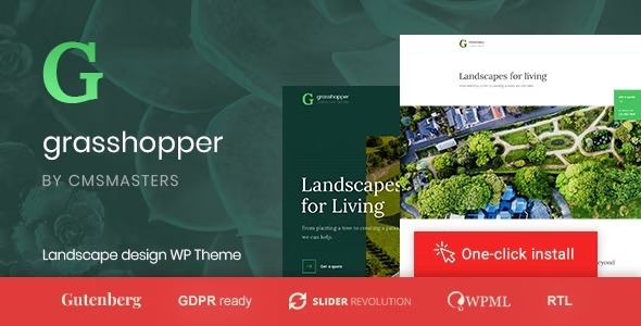 Grasshopper Landscape Design and Gardening Services WP Theme Nulled