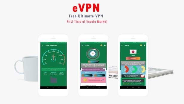 eVPN Nulled Free Ultimate VPN Android VPN, Billing, Phone Booster, Admob Push Notification Free Download