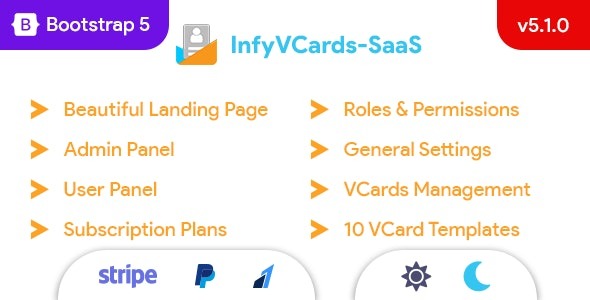InfyVCards-SaaS Nulled v6.5.1 – Multi User Digital Business Card Builder SaaS – VCards Free Download