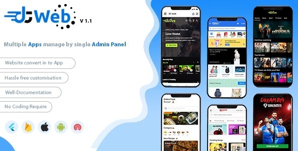 DTWeb Nulled Convert Website to a Flutter App multiple webapp supprot Laravel admin panel Free Download