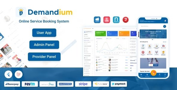 Demandium v1.2 Nulled – Multi Provider On Demand, Handyman, Home service App with admin panel Free Download