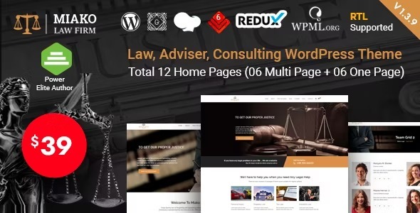 Miako v1.4.1 Nulled Lawyer & Law Firm WordPress Theme Free Download