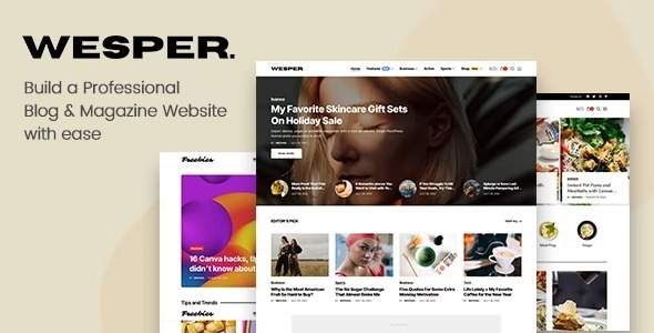 Wesper v1.0.8 Nulled – WordPress Theme for Blogs & Magazines Free Download
