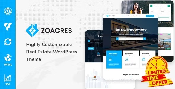 Zoacres v1.1.8 Nulled Real Estate WordPress Theme Free Download